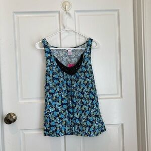 NWT Candies Sleeveless floral top with black beaded neckline